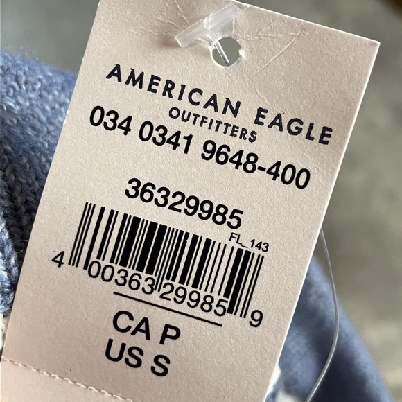 American Eagle Sweater‎ Womens Size Small Blue White Striped Collared Preppy - Picture 6 of 10